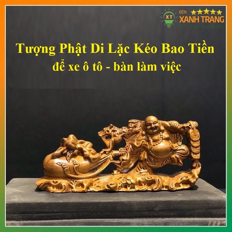 Tượng Phật Di Lặc kéo bao tiền để oto, bàn làm việc, tượng Di Lặc Gỗ Bách Xanh thu hút tài lộc