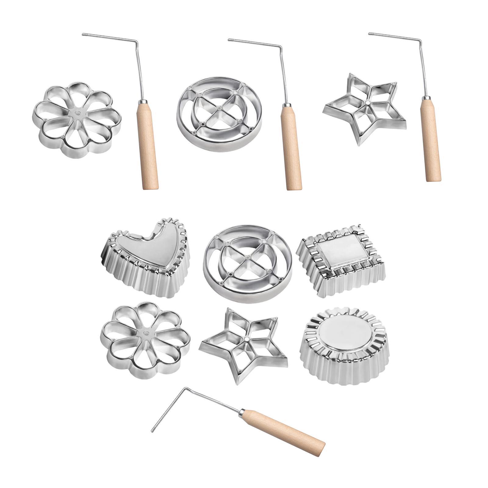Rosette Iron Set Maker With Handle Waffle Timbale Molds