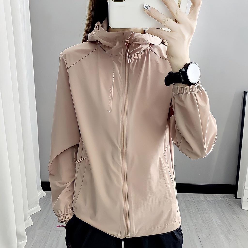 Áo Khoác Gió Nữ Chống Nước Giữ Nhiệt Cổ Cao Có Mũ