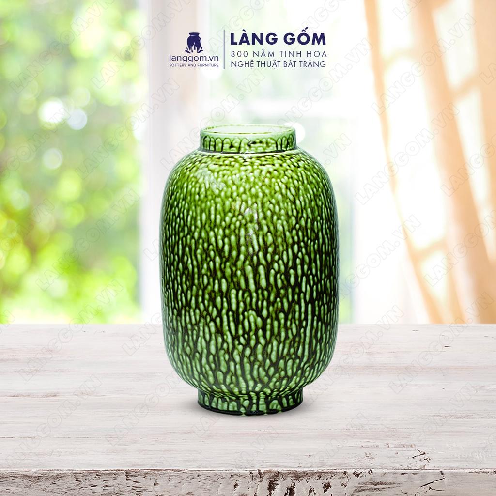 Bình hoa, lọ hoa Gốm sứ Bát Tràng cao cấp Men chảy dáng bầu dùng làm quà tặng, trang trí - Làng Gốm Bát Tràng