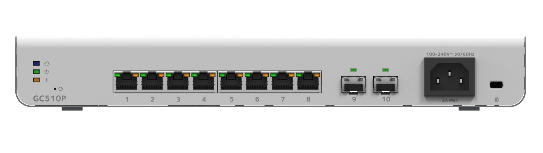 Bộ Chia Mạng Để Bàn/Gắn Rack 8 Cổng 10/100/1000M PoE+ Và 2 Cổng Quang 1G SFP Quản Trị Qua Cloud Insight Managed Gigabit Ethernet Smart Cloud Switch Netgear GC510P - Hàng Chính Hãng