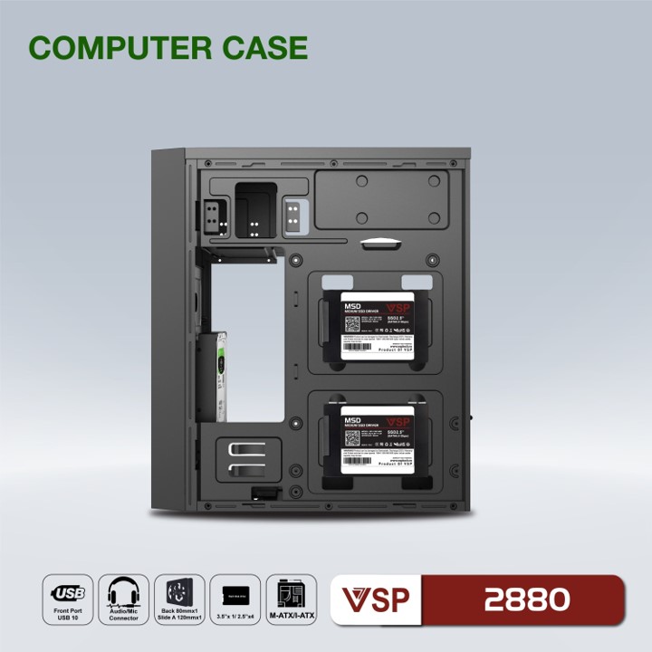 Vỏ máy tính 2880 Case Văn Phòng Chuẩn mATX