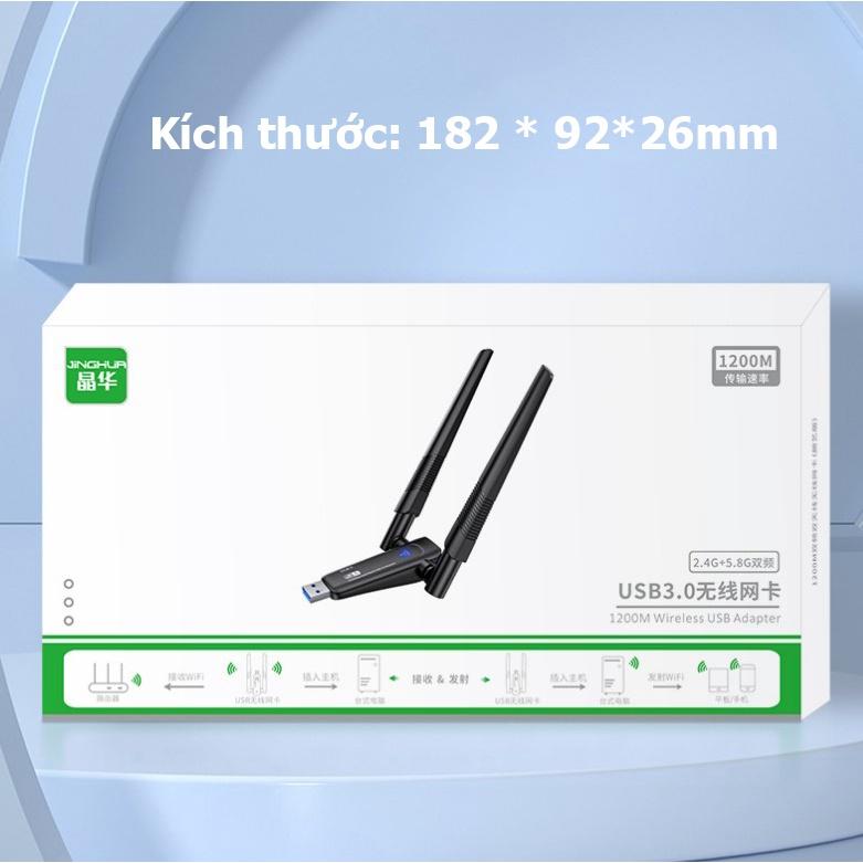 USB Thu Phát Wifi 600/ 1200mbps tốc độ cao 2 râu ăng ten kép cho Laptop PC 2.4 / 5g - JH N535/ N540