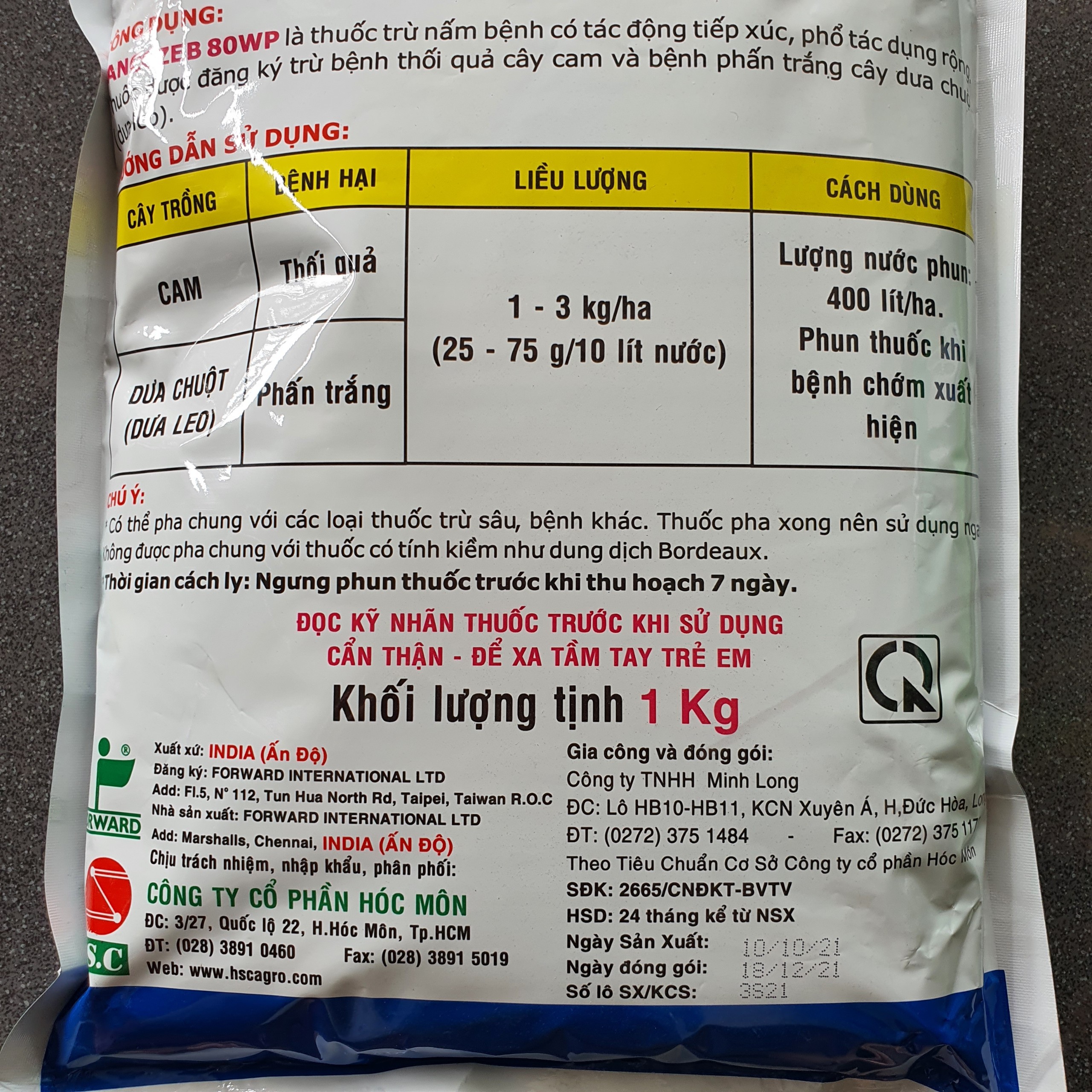 Thuốc trừ bệnh vàng lá, phấn trắng, thối quả Sancozeb 80WP Xanh 1kg