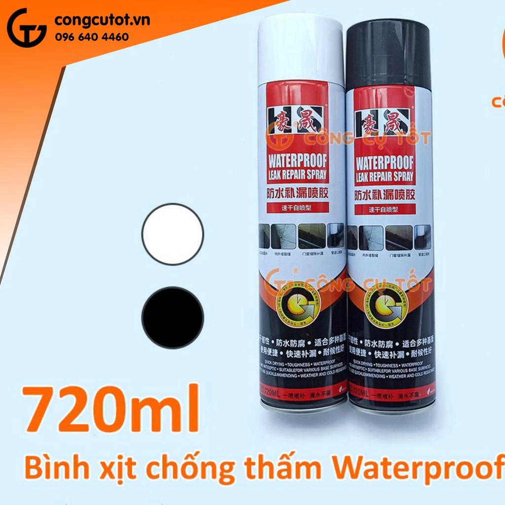 Bình xịt chống thấm tường, Keo chống dột xịt chống thấm nhà, mái tôn, bể nước 720ml Waterproof