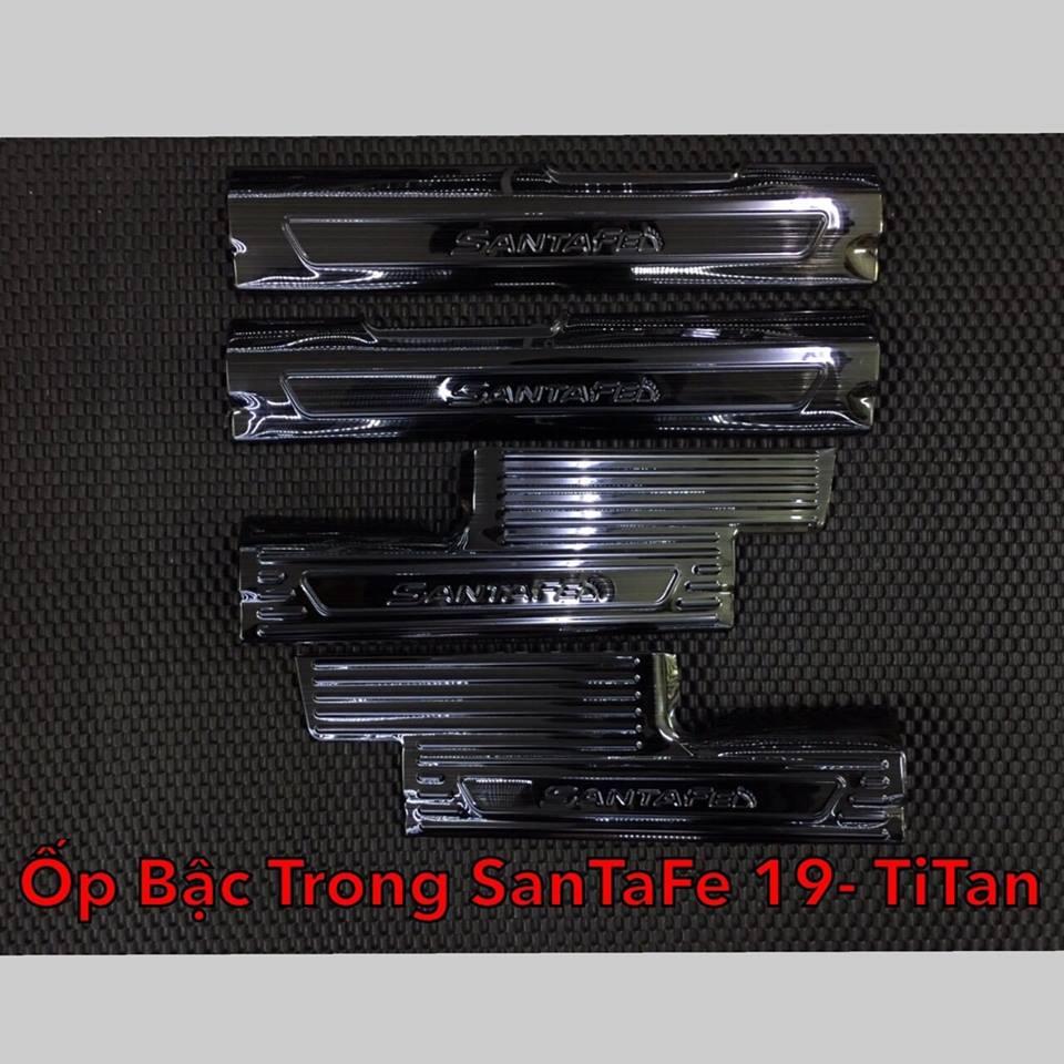 Ốp bậc cửa, nẹp bước chân trong, ngoài cho xe Hyundai Santafe 2014-2018 Titan cao cấp