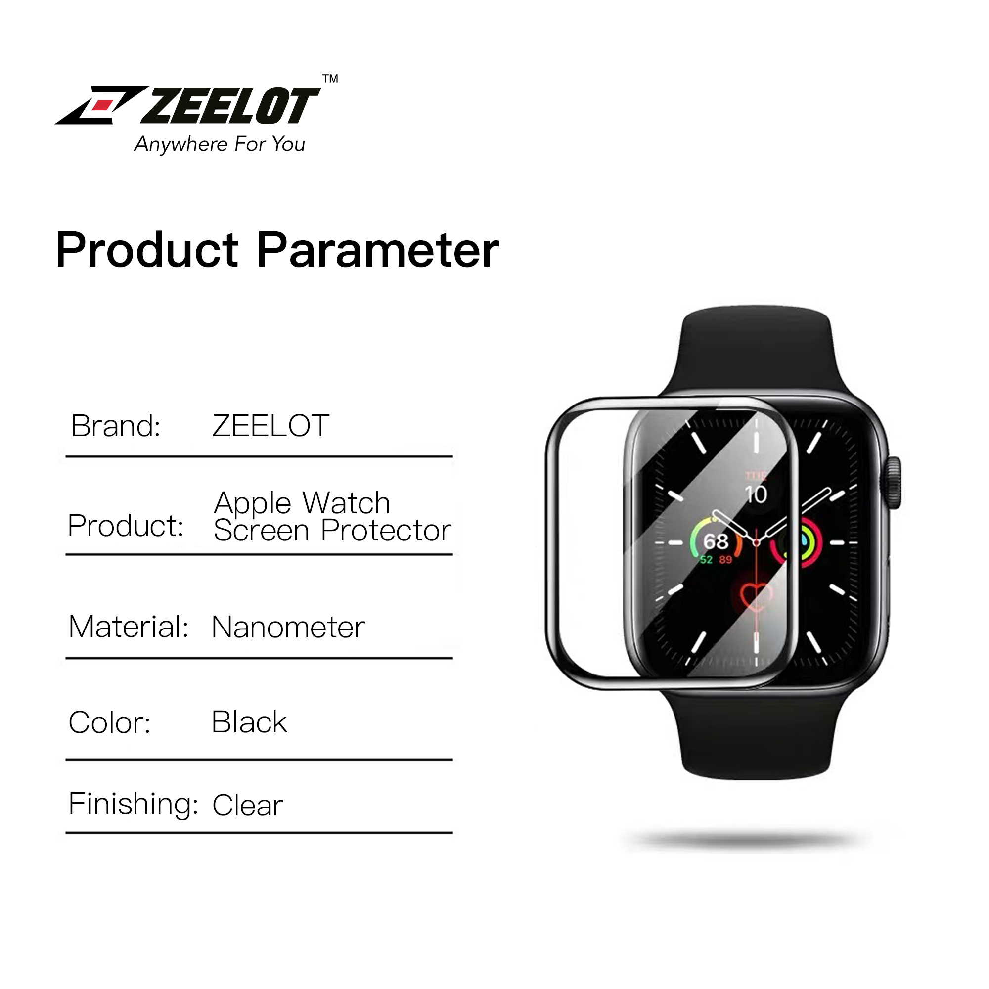 Miếng Dán Cường Lực ZEELOT Trong Bảo Vệ Màn Hình cho Apple Watch 40/ 44mm_ Hàng Chính Hãng