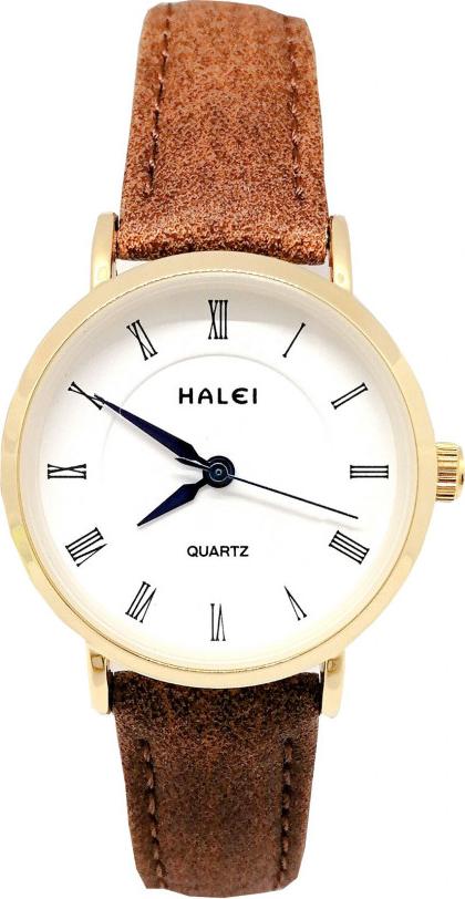 Đồng Hồ Nữ Halei HL540 Dây da nâu mặt đen