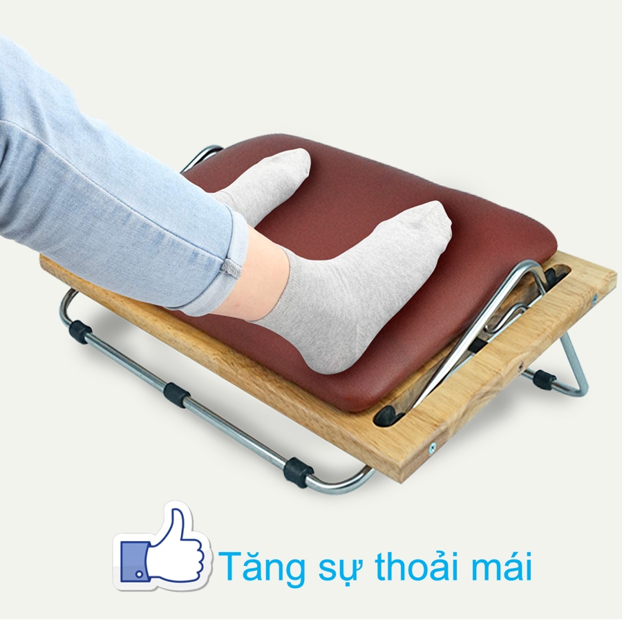 Giá Kê Chân Công Thái Học Thư Giãn Foot ZONE RELAX FZR-200 (Khung inox, Tấm kê chân bằng bằng gỗ-có các hạt massage bằng cao su mềm)-Tặng Ngay Phụ Kiện Đệm Êm Chân FZR-A01