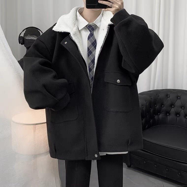 Áo khoác unisex - Chất dạ lì có lót lông cừu bên trong, lên dáng trẻ trung năng động, mặc đi chơi đi hoc