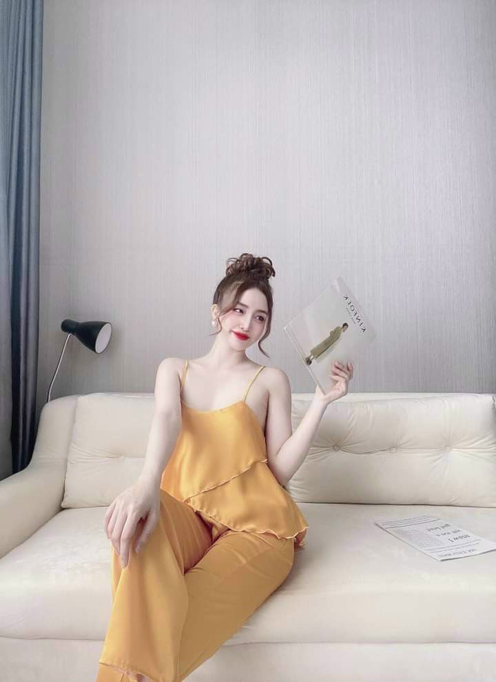 Bộ satin 2 dây đắp chéo