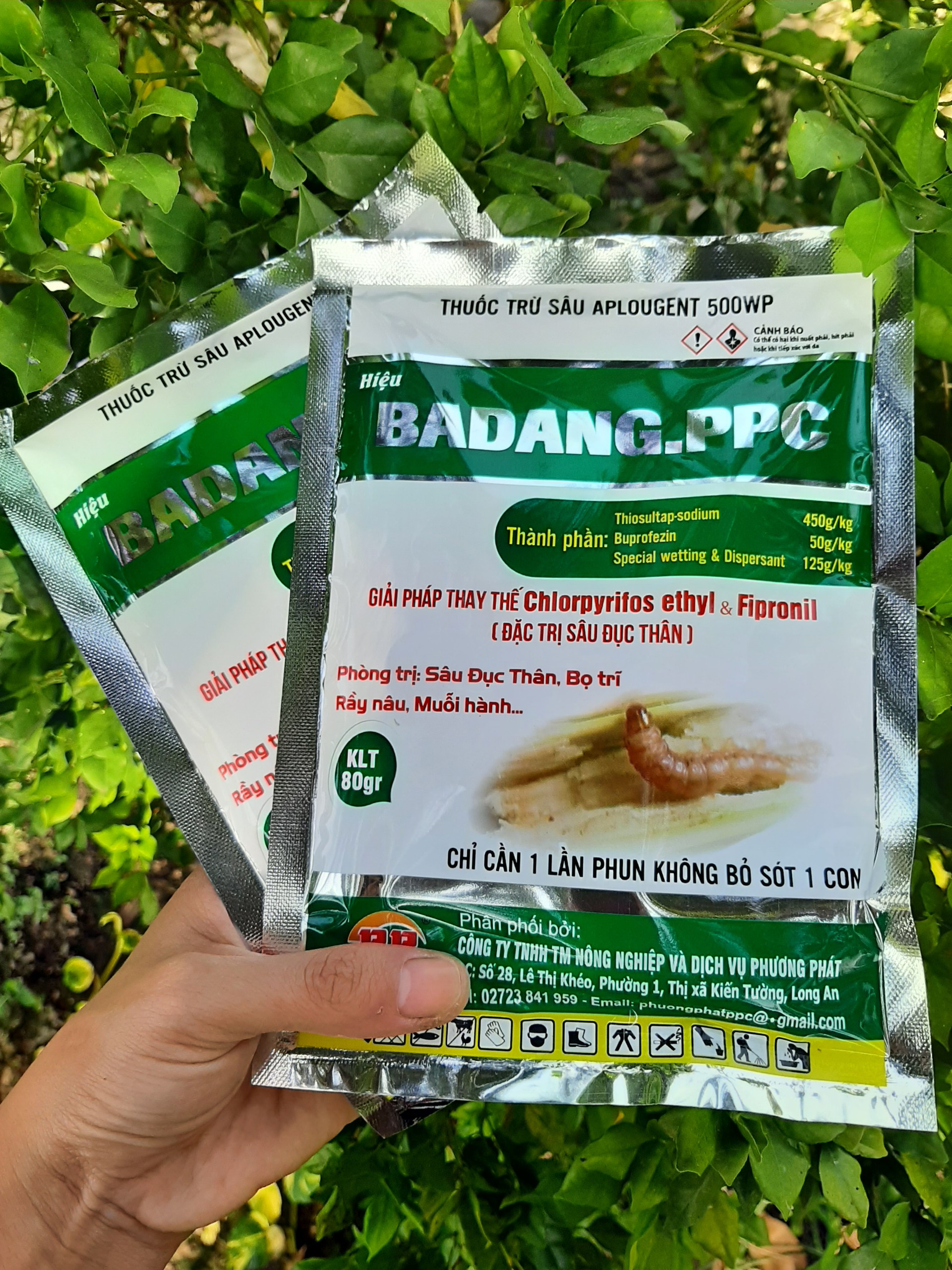 Thuốc trừ sâu Badang.PPC 500WP trừ muỗi hành, sâu đục thân, bọ trĩ hại lúa gói 80gram