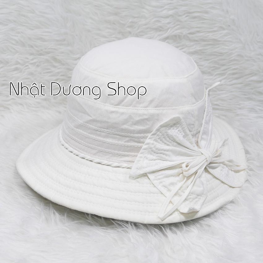 Nón bo vành rộng 7cm mũ tai bèo vành tròn gắn nơ rích rắc- Chất liệu cotton cao cấp phù hợp cho các bạn nữ