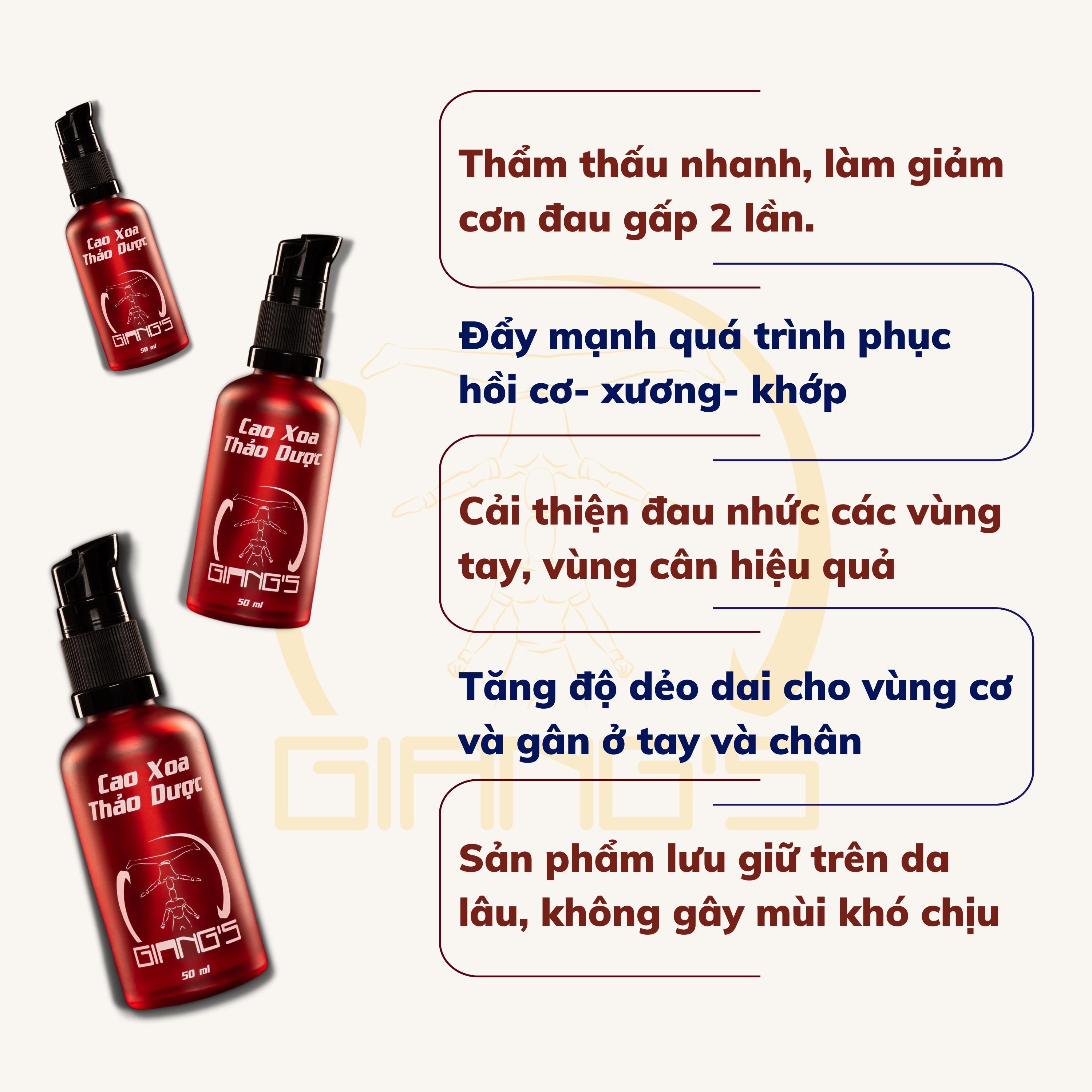 Cao xoa bóp thảo dược hỗ trợ cải thiện đau-nhức mỏi cực mạnh, Dầu xoa bóp gia truyền Quốc Cơ Quốc Nghiệp Thẩm Thấu Nhanh 50mL