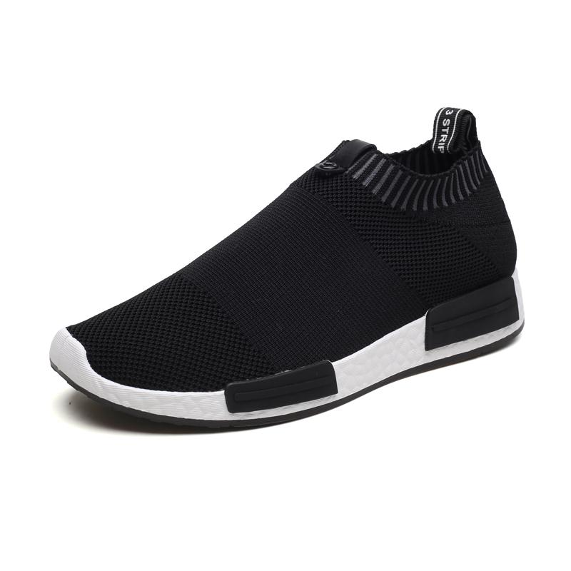 2022 Mới Nam Slip On Sock Sneakers Plus Size 47 Nhẹ Thoáng Khí Nam Đi Giày Chạy Bộ Nam giày Giày Thường Color: Black Shoe Size: 43