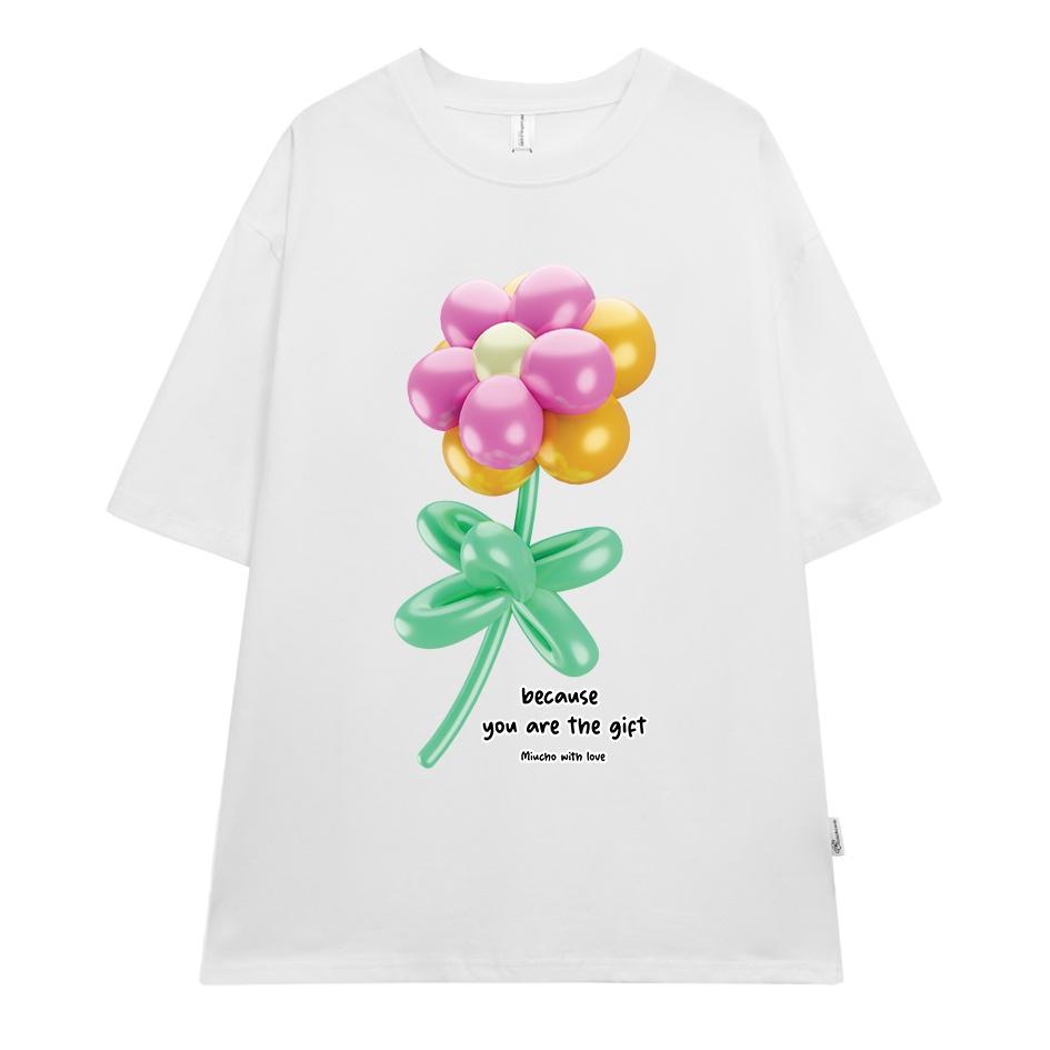 Áo thun nữ form rộng AT407 chất vải cotton in graphic - Be
