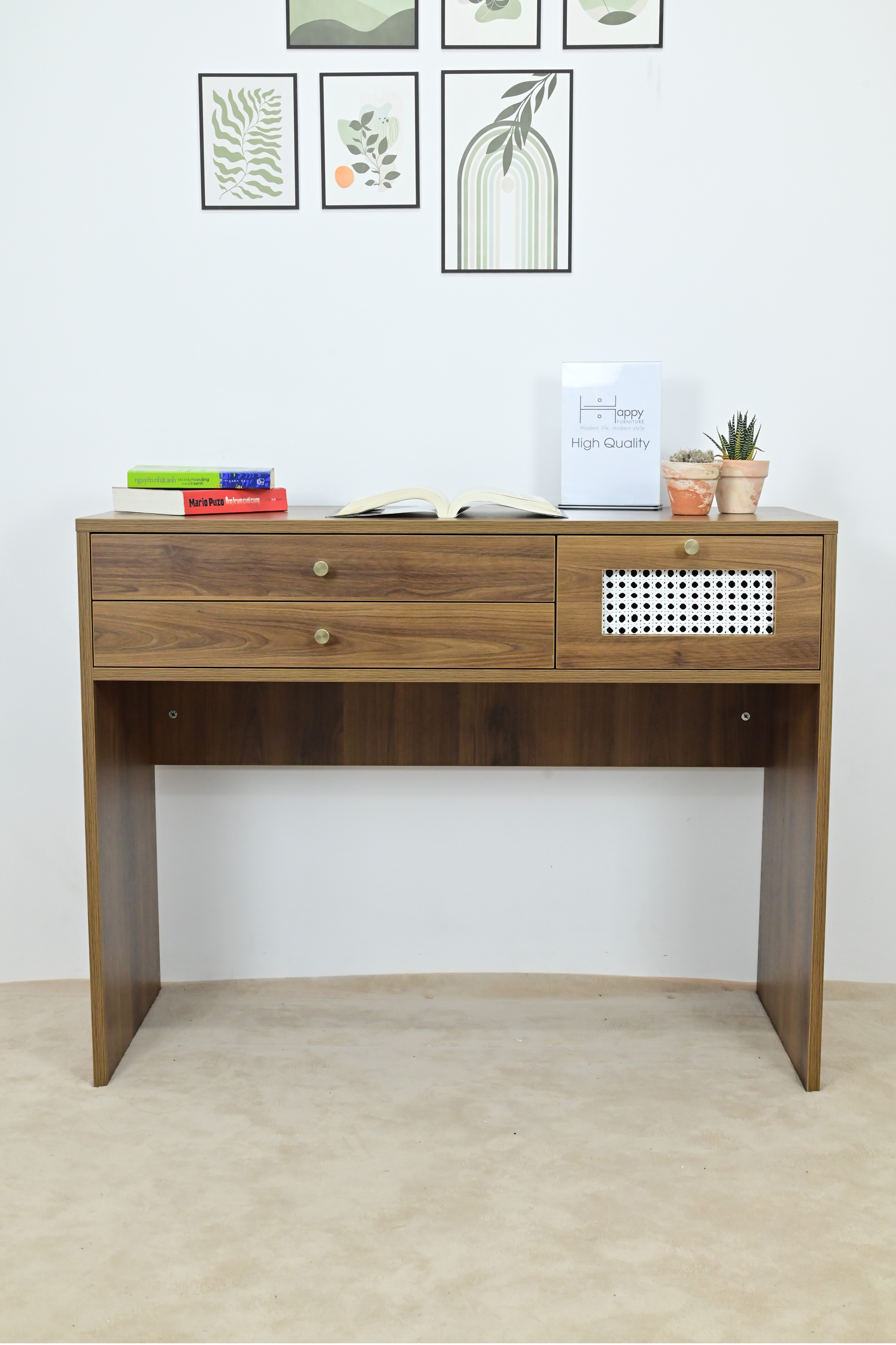 [Happy Home Furniture] ROTAN, Bàn trang điểm 3 ngăn kéo, 100cm x 45cm x 78cm ( DxRxC), BAN_072