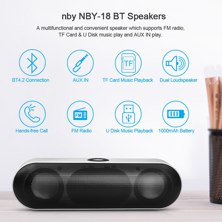 Loa Bluetooth Mini Loa Di Động Không Dây Âm Thanh 3D NBY NBY-18 - Đen - Hàng Nhập Khẩu