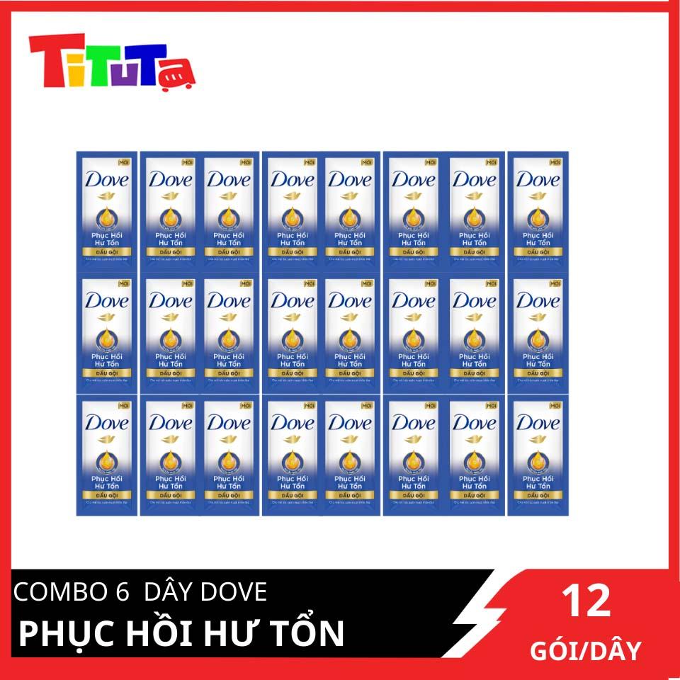 COMBO 5 dây Dầu Gội Dove Phục hồi Hư tổn 12 gói x5