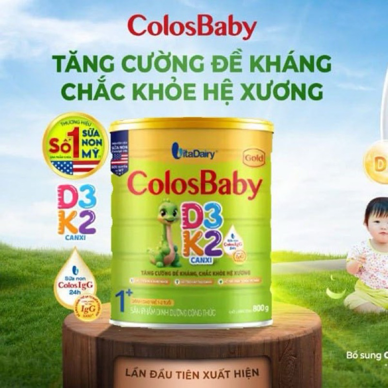 Combo 5 lon Sữa công thức Colosbaby D3K2 1+ lon 800g - Tăng cường đề kháng, Chắc khoẻ hệ xương