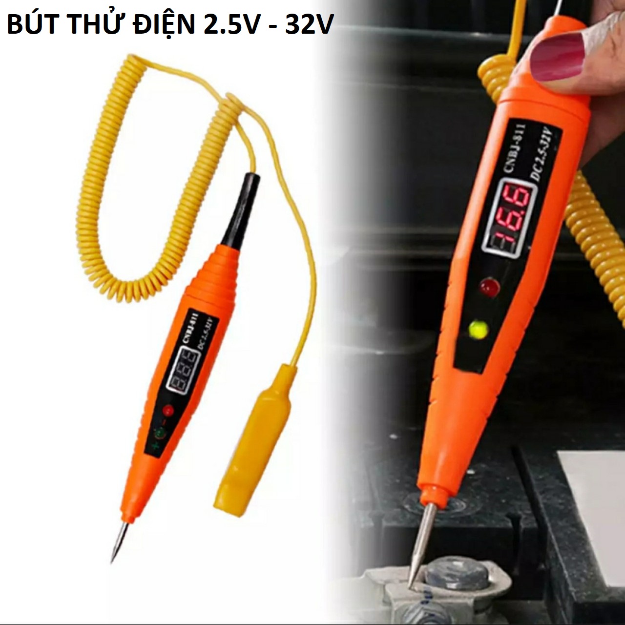 (LOẠI TỐT) Thiết bị bút thử điện 12v 24v ô tô xe máy dòng thử từ 2.5v-32v màn hình led mẫu mới hàng cao câp siêu nhạy