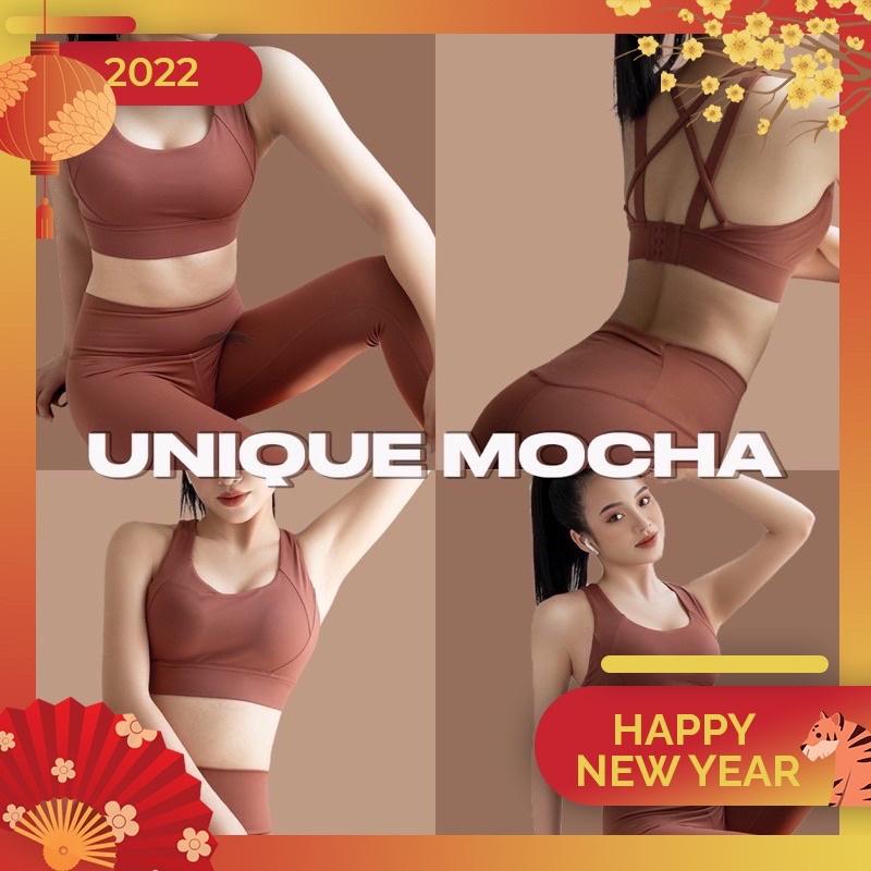 Quần Thể Thao Tập Gym Yoga Unique Mocha Legging Nâu Cafe (cạp cao, co giãn 4 chiều, ôm dáng, thấm hút tốt)