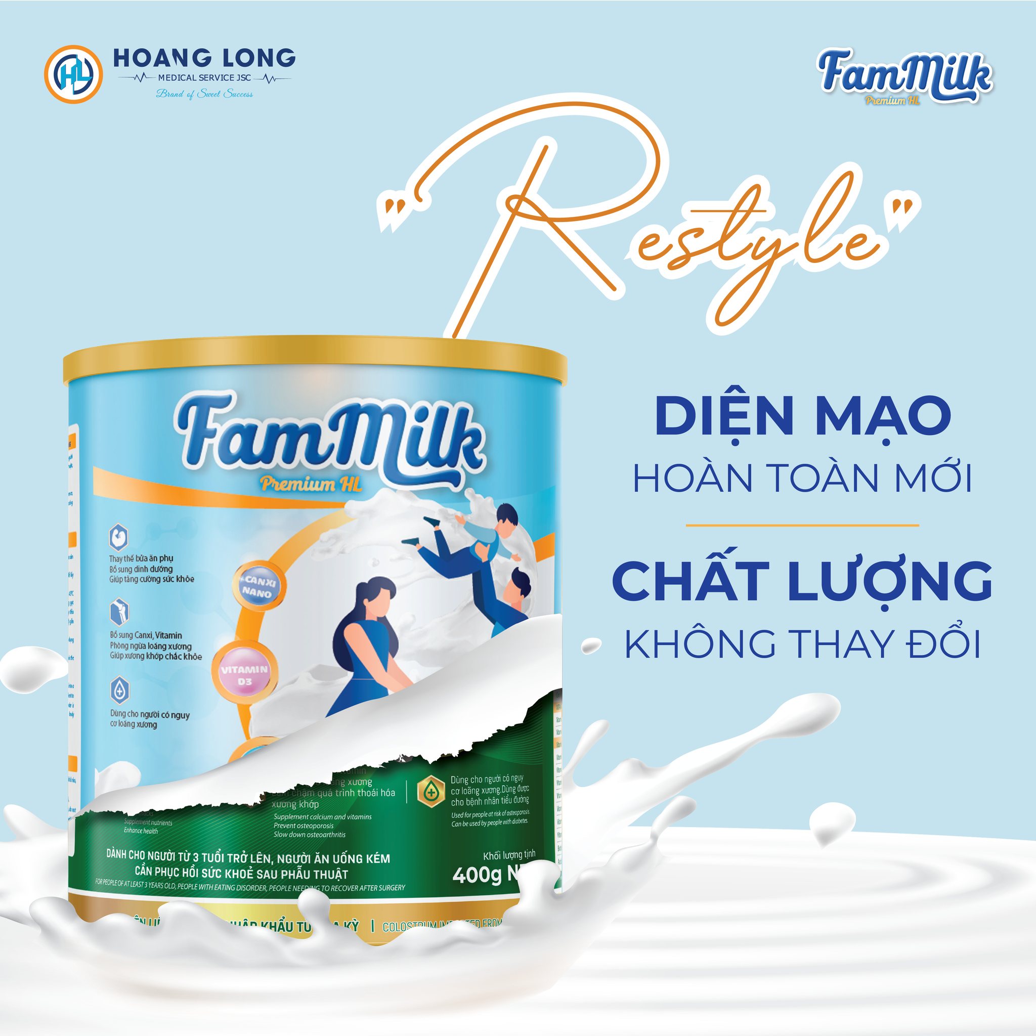 Combo 2 Hộp Sữa Non Tăng Đề Kháng Trẻ Em Người Lớn FamMilk (400g)