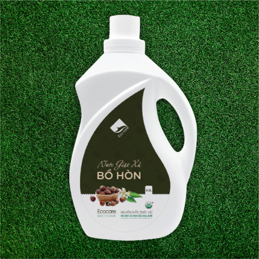 Nước giặt xả hữu cơ Bồ Hòn tinh dầu Hoa Bưởi ECOCARE 4 lít - Bền màu, giữ dáng, làm mềm vải, an toàn da nhạy cảm