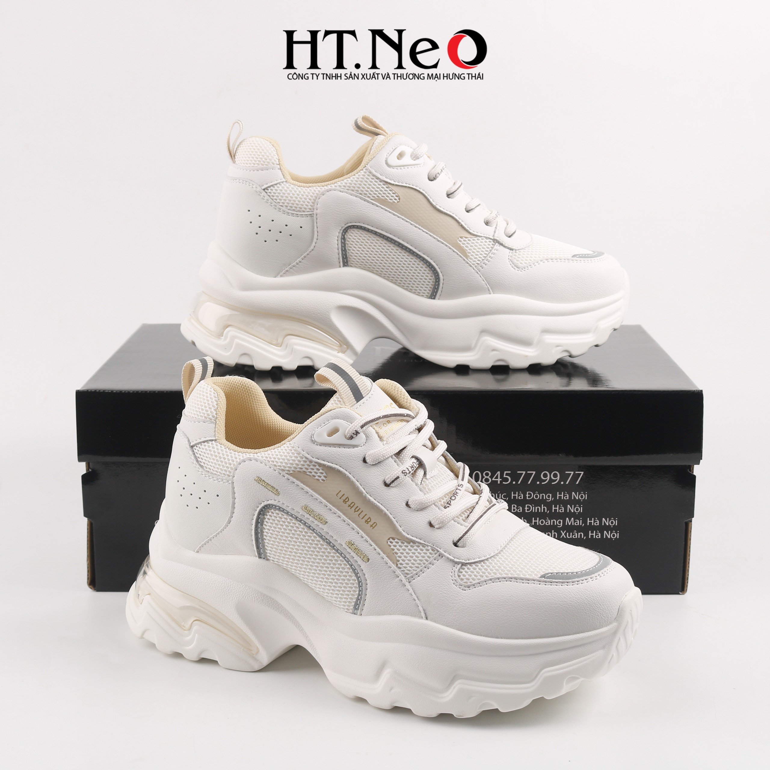 Giày thể thao, giày sneaker nữ đế cao su đúc, đế cao, chất liệu da kết hợp vải lưới, kiểu dáng trẻ trung, đi êm chân, thoải mái TTN13