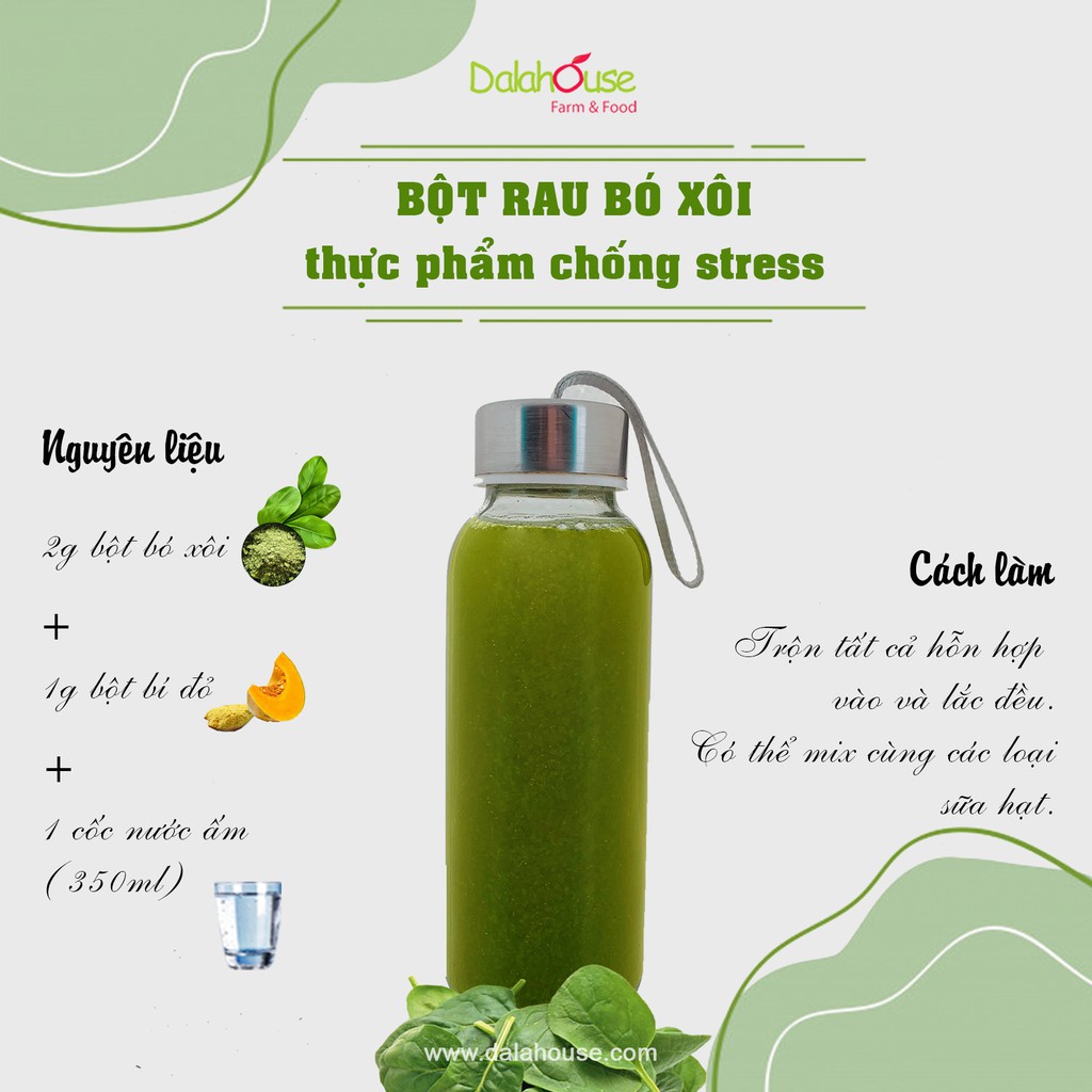 Bột cải bó xôi Dalahouse 60gr - Hữu cơ nguyên chất sấy lạnh - Đạt tiêu chuẩn Châu Âu