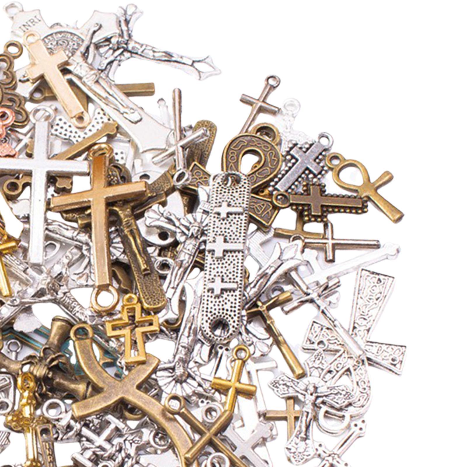 50Pcs Cross Charms Pendants for Jewelry Making Findings DIY Crafts Supplies