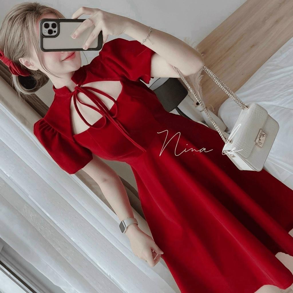 ĐẦM ĐỎ CHỨNG TỎ MẶC XINH - ĐẦM NHUNG CƯNG TAY NGẮN ÔM EO DÁNG DÀI XÒE CỰC XINH ĐẸP NỮ TÍNH ĐI CHƠI DỰ TIỆC CỰC NỔI BẬT U