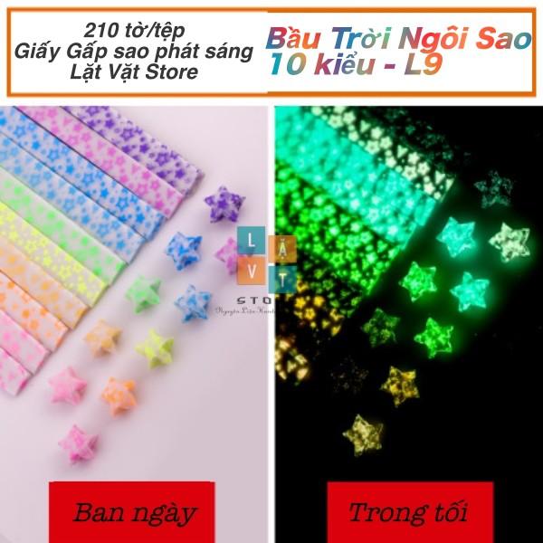 Giấy gấp sao phát sáng trong đêm bằng huỳnh quang - Origami Light Paper 210 PCS 10 Kiểu