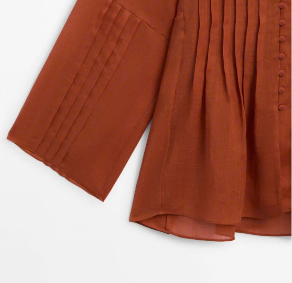 Áo Kiểu Xếp Ly Linen Thu Cầm TOP241ORANGE thời trang thiết kế Hity