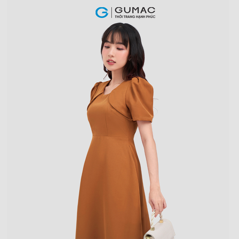 Đầm xòe GUMAC LD1117 tay nhún thanh lịch