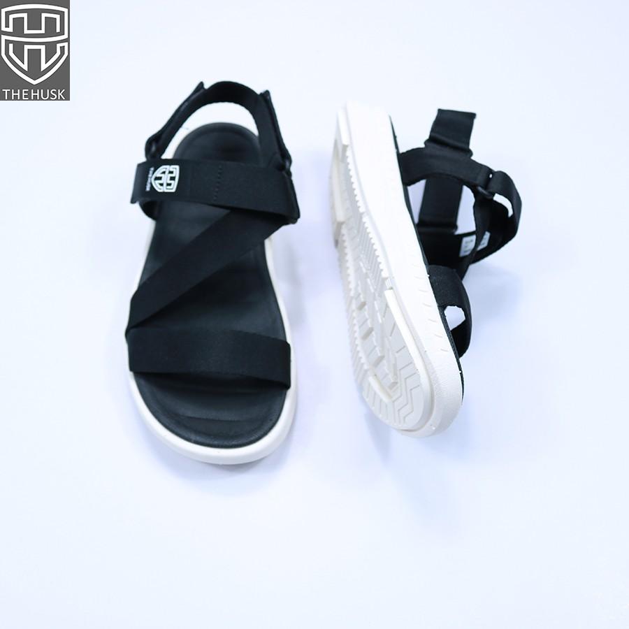 Giày Sandals Unisex HuuCuong &amp; TheHusk Quai Đen Đế Trắng - TH14