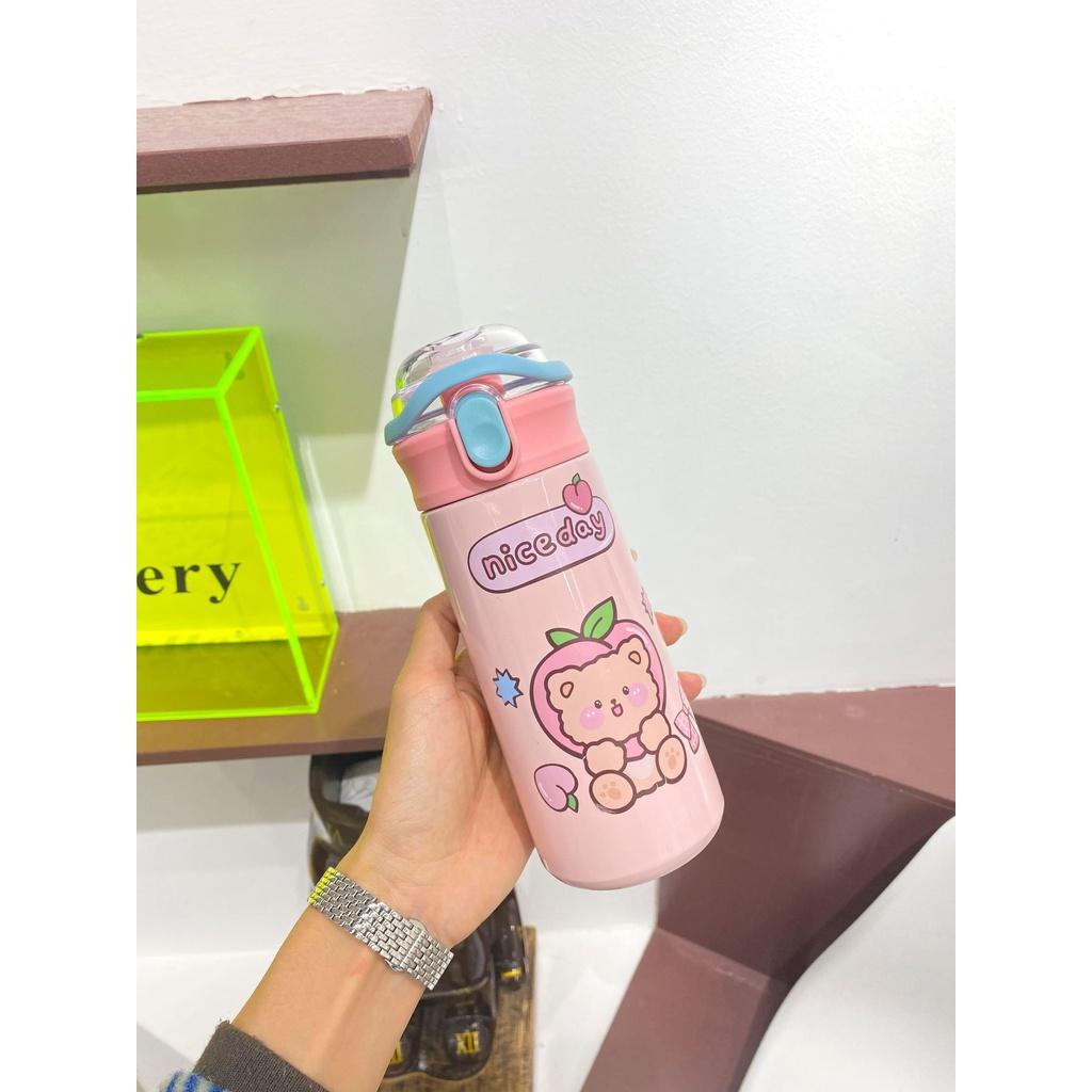 Bình nước giữ nhiệt cho bé kèm ống hút 550ml 2023