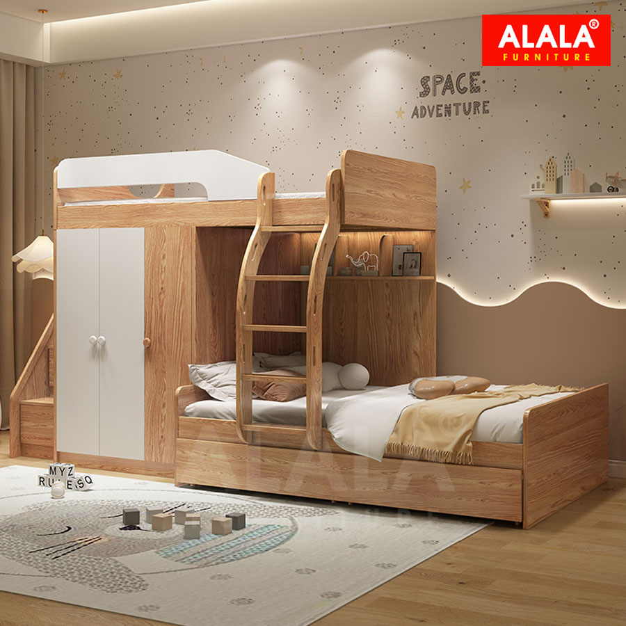Giường tầng cho bé ALALA157 đa năng/ Miễn phí vận chuyển và lắp đặt/ Đổi trả 30 ngày/ Sản phẩm được bảo hành 5 năm từ thương hiệu ALALA/ Chịu lực 700kg