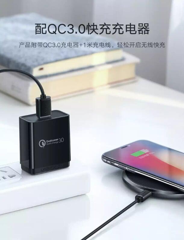 Ugreen UG50575CD181TK 10W màu Đen Đế sạc nhanh không dây cao cấp - HÀNG CHÍNH HÃNG