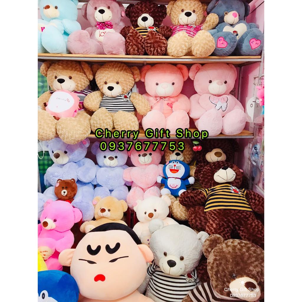 Gấu Bông Teddy Ôm Tim Cao Cấp 90cm Ảnh Shop Chụp