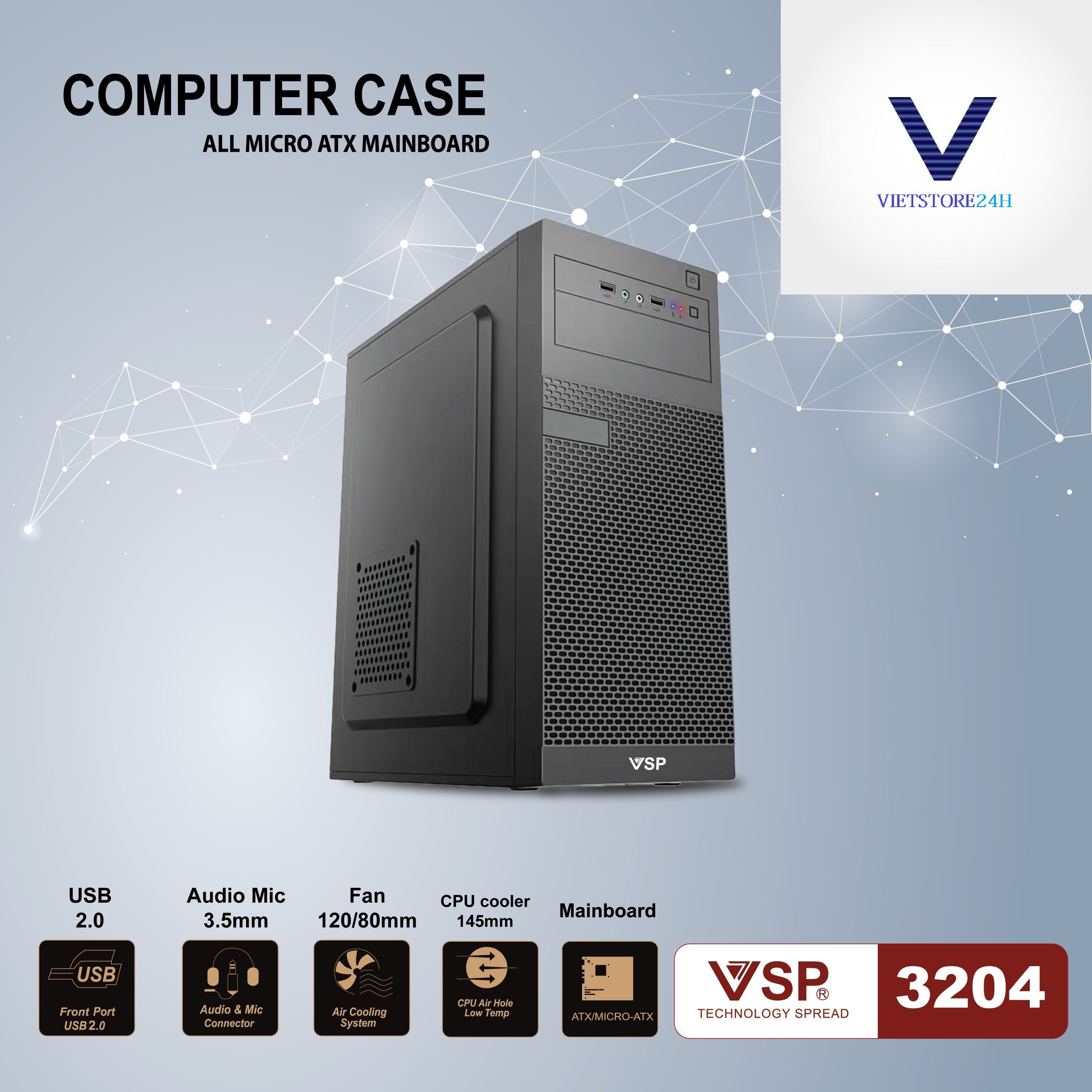 Case VSP 3204 (Chuẩn ATX) - Hàng nhập khẩu