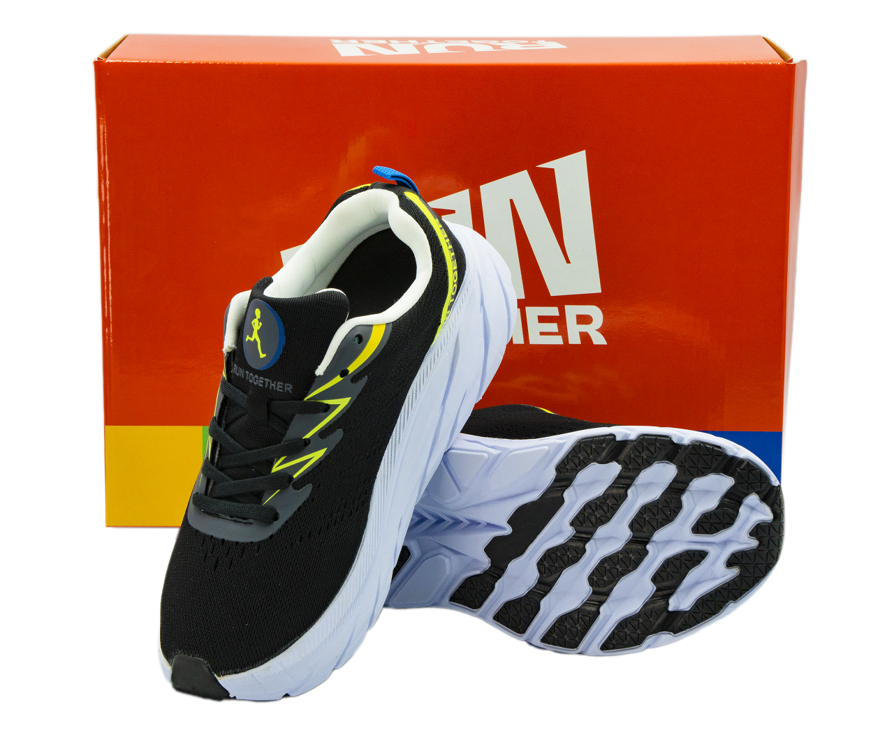 Giày thể thao chạy bộ Run Together công nghệ gắn chip thông minh - Giày sneaker màu đen đế cao