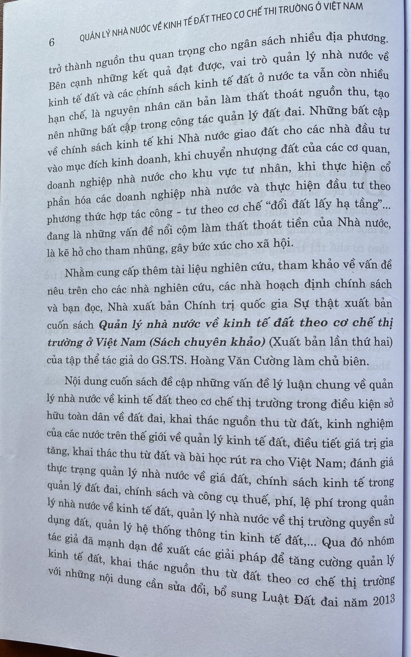 Sách - Quản Lý Nhà Nước Về Kinh Tế Đất Theo Cơ Chế Thị Trường Ở Việt Nam