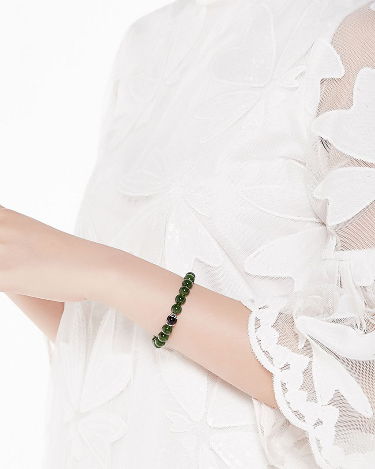 Vòng Mala Ngọc Bích Phối Mã Não Đen Ngọc Quý Gemstones VT23