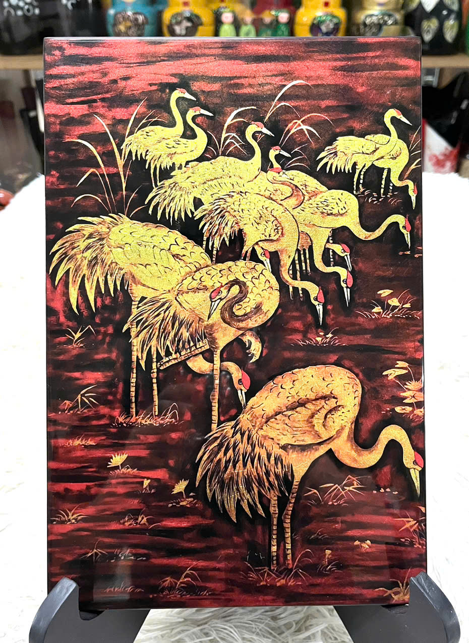 Tranh sơn mài - vẽ màu kết hợp dát vàng/ bạc Thanh Bình Lê, hàng xuất khẩu 20x30 cm