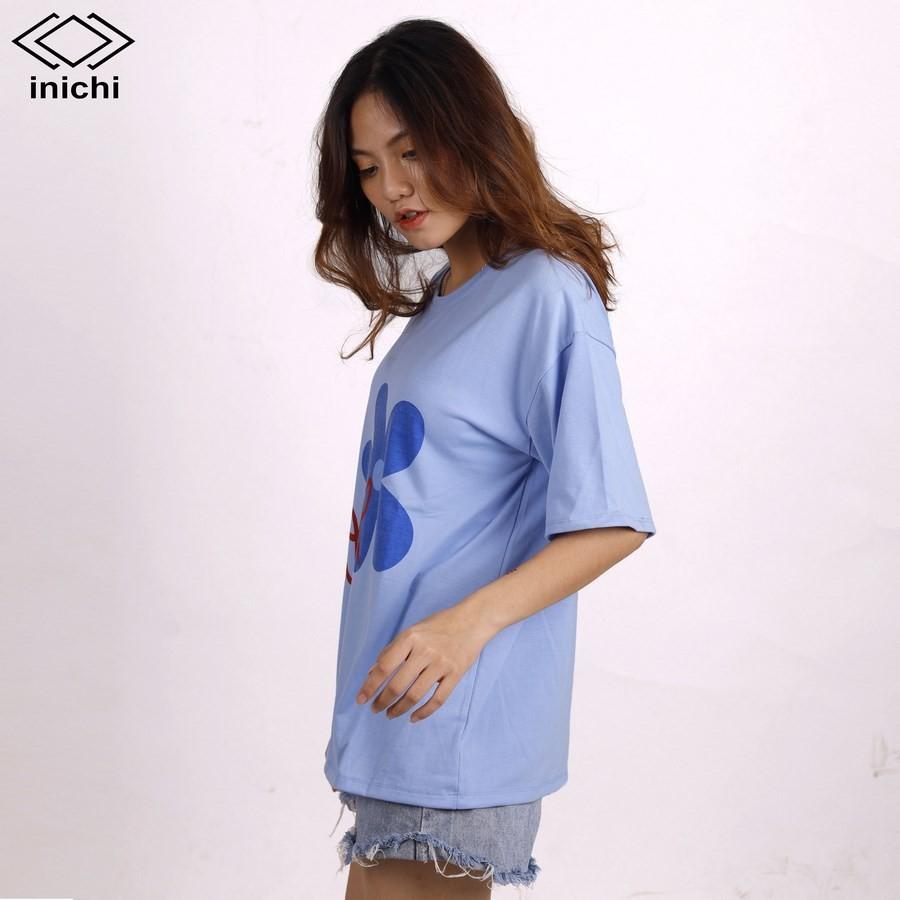 Áo thun tay lỡ INICHI IC579 form rộng cá tính in hình Love hoa 5 cánh