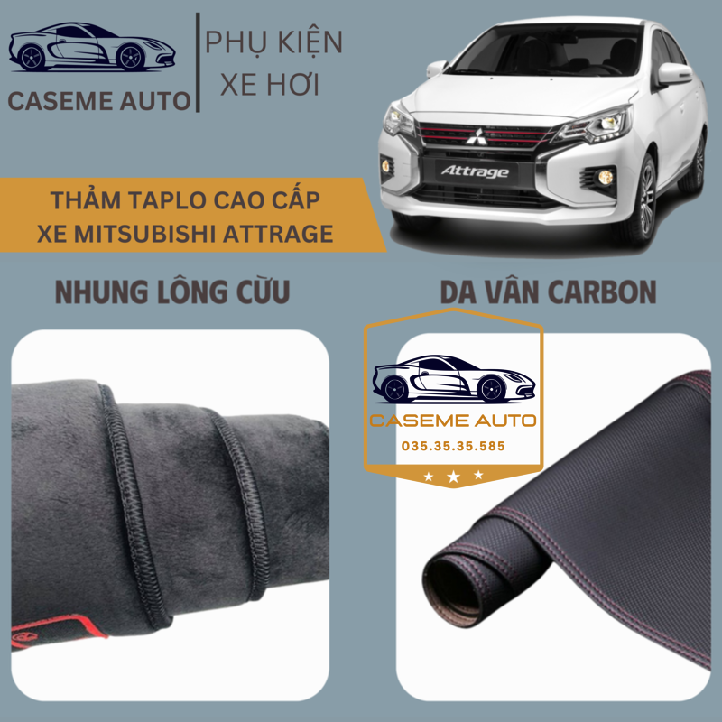 [MITSUBISHI ATTRAGE] Thảm Taplo 3 Lớp Dành Cho Xe MITSUBISHI ATTRAGE, Nhung Lông Cừu Và Da Vân Carbon Cao Cấp - Hàng Chính Hãng