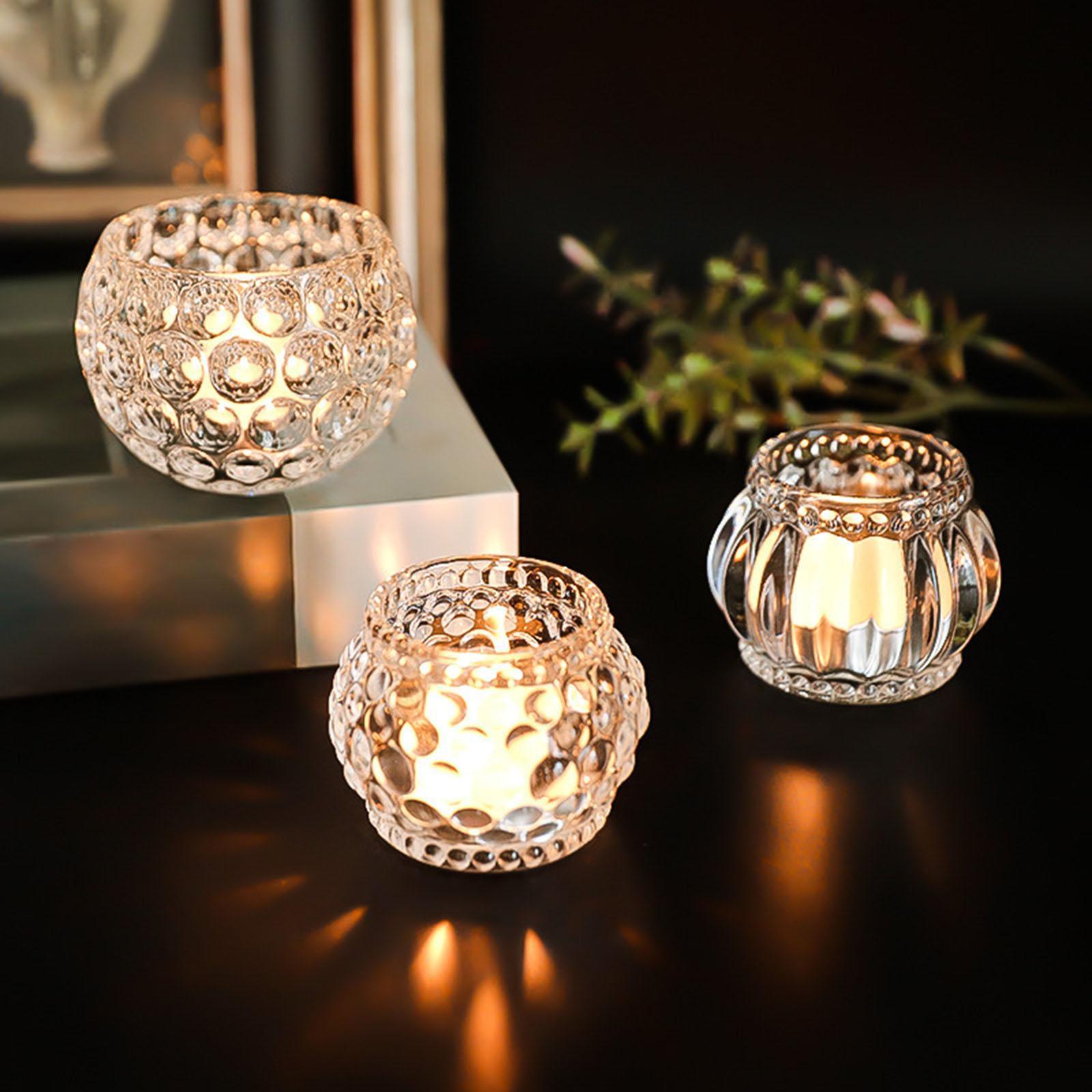 Nordic Transparent Glass Candle Holders, Round Bowl Decorative Candlestick For Coffee Shop