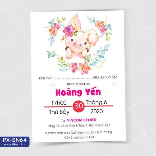 Thiệp thôi nôi – sinh nhật theo yêu cầu Pluxi