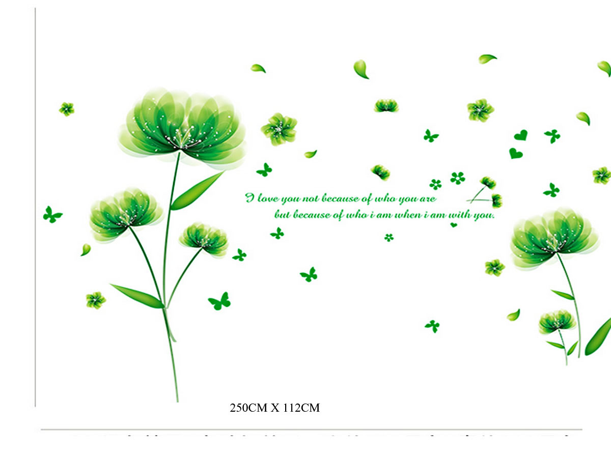 Decal dán tường cành pha lê xanh
